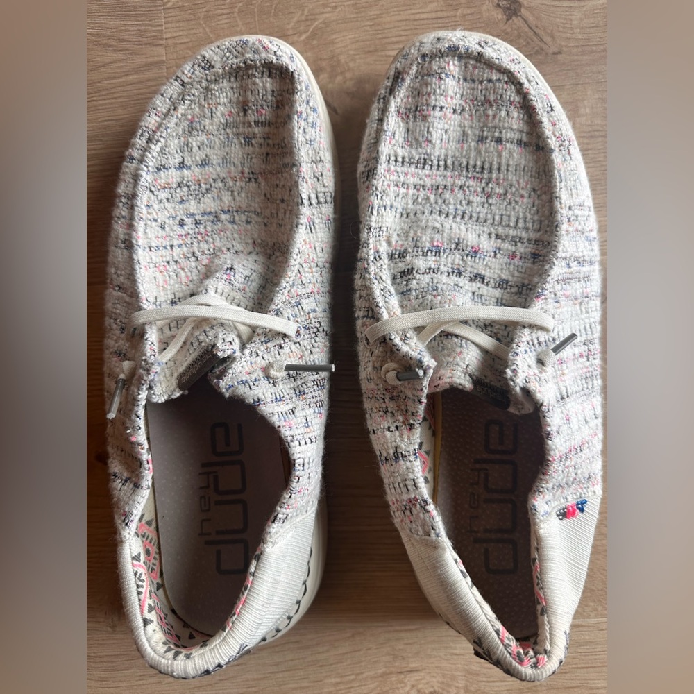 Hey Dude Slip-On Shoes in Cream with Subtle Multicolor Speckles